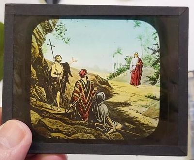 lot of 5 magic lantern glass slides Christian lamb. of god, behold the land of god the inner 