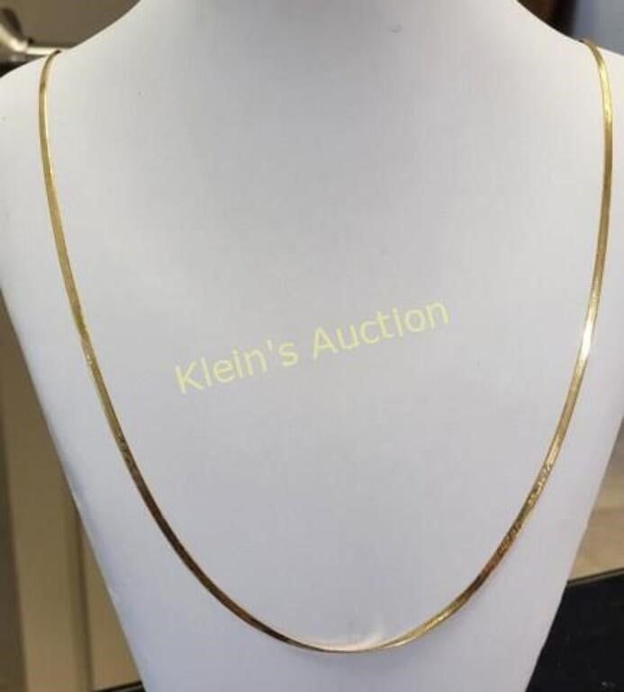 14K yellow rare 30" gold necklace herringbone. from estate this one is nice! 2.1 mm width 30" 