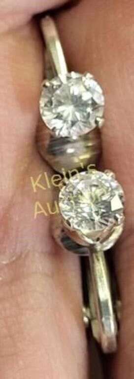 vintage diamonique sterling silver & Cz earrings. 1 carat total weight appx set in sterling 