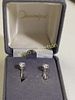 vintage diamonique sterling silver & Cz earrings. 1 carat total weight appx set in sterling Image - 3