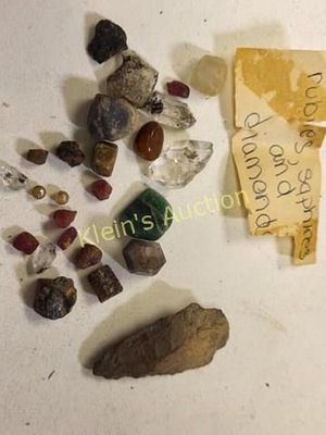 estate gemstone lot emeralds, ruby, sapphire? diamonds? from a storage box labeled such? and 