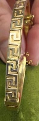 14K yellow gold gorgeous hinged bangle bracelet!. Greek key too! 6 mm width 2 1/2" inside with 