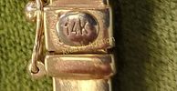 14K yellow gold gorgeous hinged bangle bracelet!. Greek key too! 6 mm width 2 1/2" inside with Image - 4