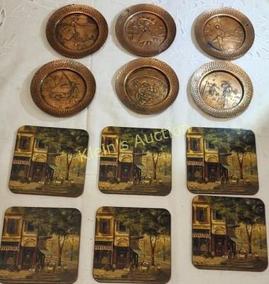 12 coasters 6 bienal brazil copper folk art too!. wall decor or coasters great folk art copper 