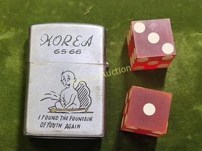 rare korea zippo style lighter & vegas hotel dice. rare korea zippo style lighter by venus &amp; 