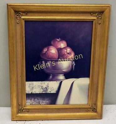 Loran Speck still life with apples #4/25. Likely artist proof #4 of only 25 17" x 21" framed 