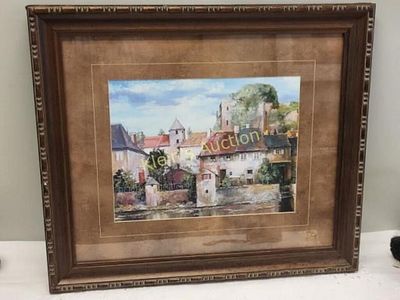 Roger Duvall La Seine Sur-Mer Art. in gorgeous mahogany frame 25 1/2" x 22 1/2" see pics from 