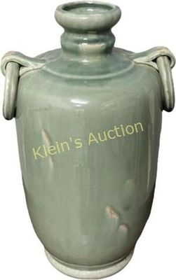 Mark Roberts? Celadon Vase Chinese style. 14 1/2" tall from estate gorgeous as made conditon no 
