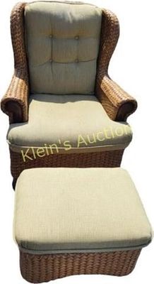 Seagrass Capri Furniture wingback chair & ottoman. capri furniture woven seagrass wingback chair 
