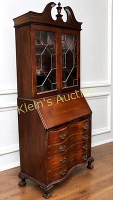 Antique Wooden Secretary Desk, Hand Carved Claw Fs. Antique Wooden Secretary Desk, Hand Carved 