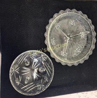 A masserini bubble dish &amp; vtg cut crystal 3 footed bowl a masserini barocco italy dived 