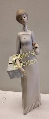 LLadro porcelain figurine the dressmaker 14" Tall. signed on bottom missing parasol damaged 