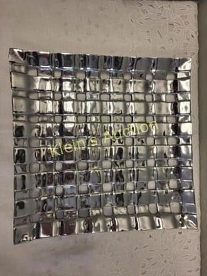 square weave large tray polished aluminum berbank &amp; co original sticker on back open weave 