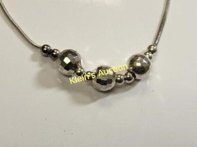 Sterling silver necklace w/ faceted rounds &. Sterling silver necklace w/ facetedd rounds beads 