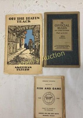 rare fish & game 1949, & two other booklets. Vermont statues fish and game 199 and 1950,off the 