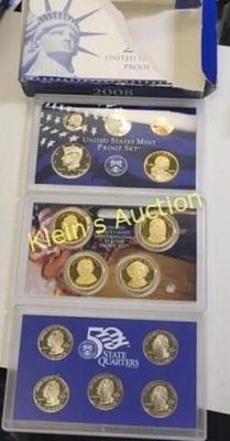 2008 us mint proof coin set gold dollars too!. 14 pc set nice proof coin set kennedy half too 