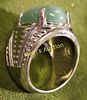 jadeite & silvertone cabochon ring. beautiful ring sz 7 12.3 x 17.6mm cabochon unsigned see ipicImage - 2