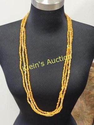 lot of 3 vintage amber bead necklaces. great light colors there is 3 separate strands here! appx 