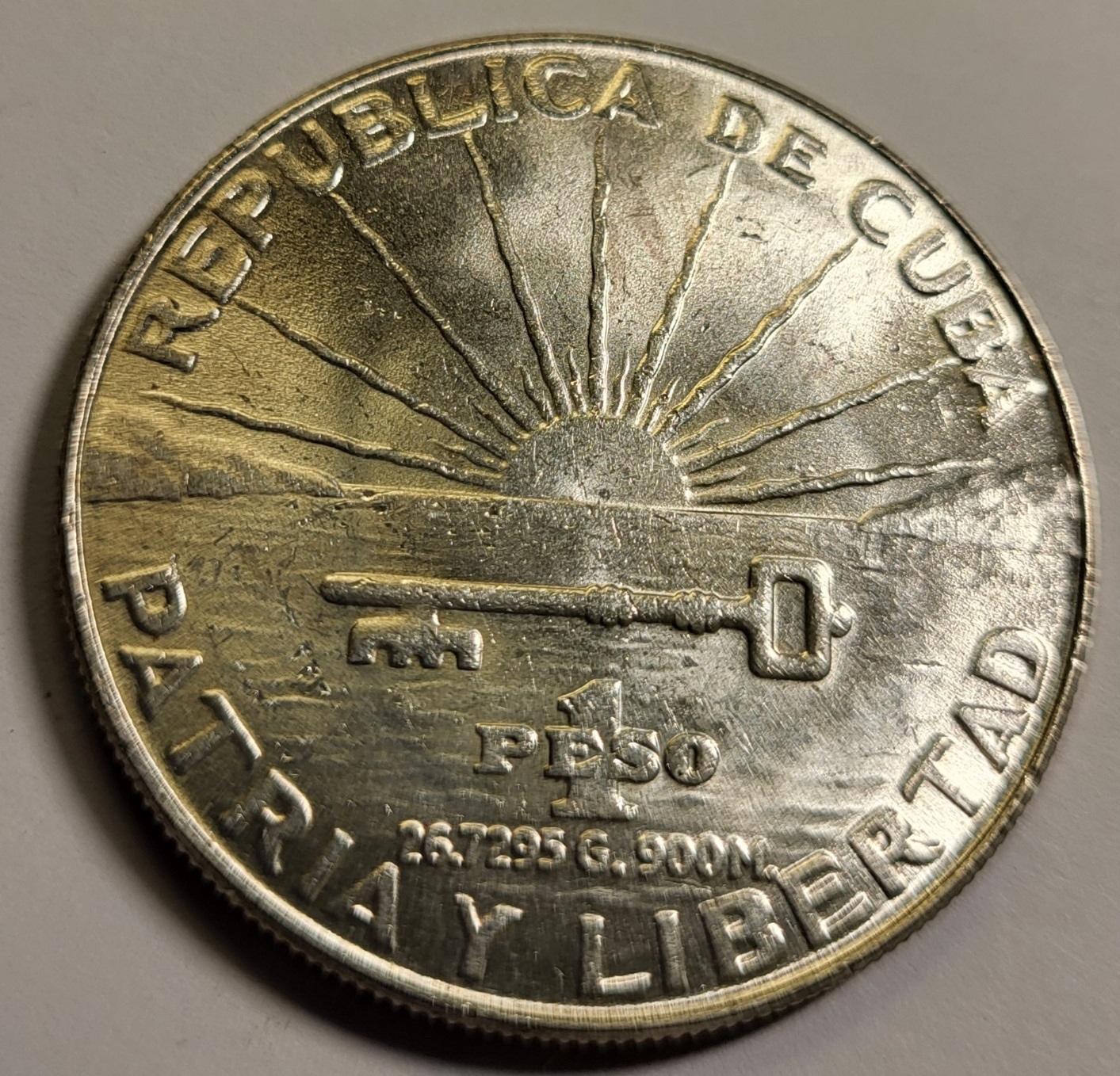 1953 Cuban 1 peso silver coin AU-BU