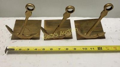 vtg solid brass Nautical anchor book ends lotof 3. 6 1/2" tall all 3 for one bid in great shape 