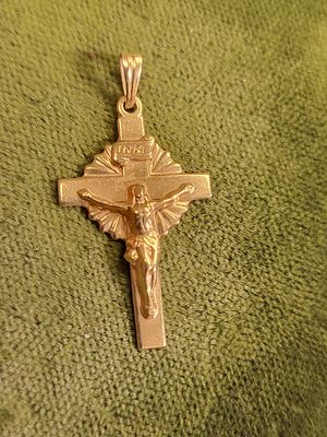 18K yellow gold inri cross pendant italy. italy 18K 1 1/4" long in very good condition see pics