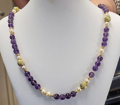 vtg gold filled? amethyst necklace 23 1/2 . from estate very pretty looks to be natural amethyst 