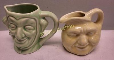 court jester ceramic & man in the moon pitcher. great mid century items, yellow ceramic 