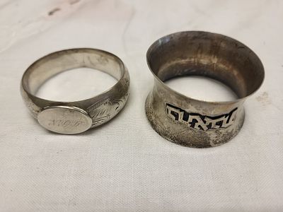 antique sterling lot of 2 napkin rings . very nice sterling napkin rings lot of 2 for one bid 30 