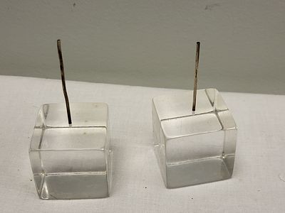 sterling silver & lucite jewelry stand or?. 3 1/2" tall x 1 1/2" x 1 1/.2" cubes both for one 