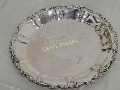 Vintage English Sheffield Silver Plated 16" Round Serving Platter Tray. 6" wide and very clean! 