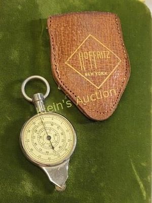 vtg Hoffritz Map measuring tool nautical land. with orig box leather case and instructions roll 