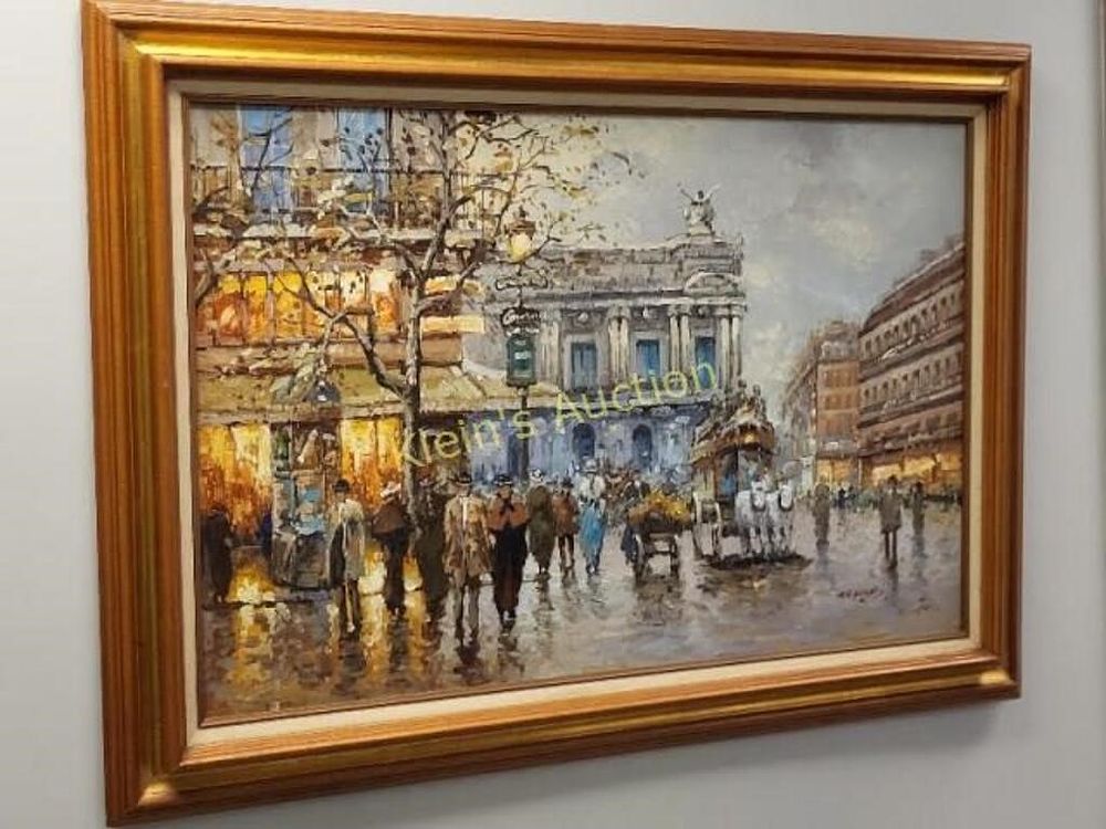 Lot 5488 – Vtg Parisian street scene OOC  signed C Young