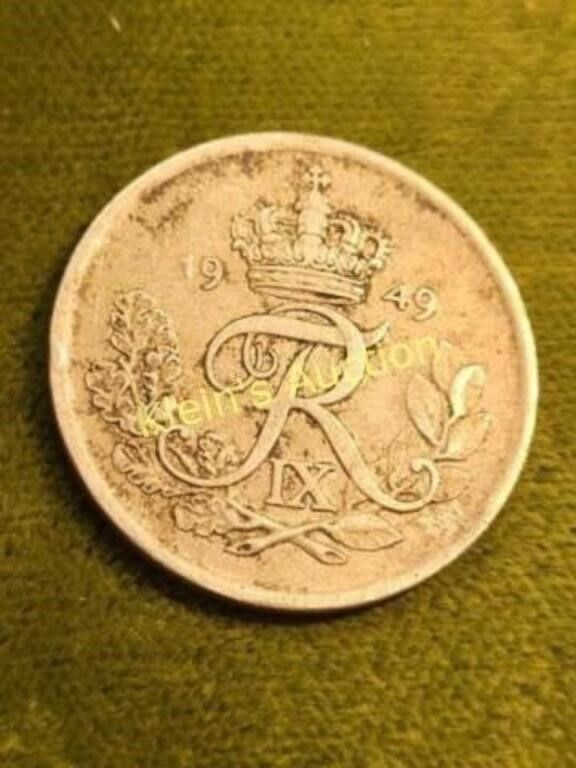 Lot 5510 – Denmark 10 ore 1949 coin Frederick 1X xf?