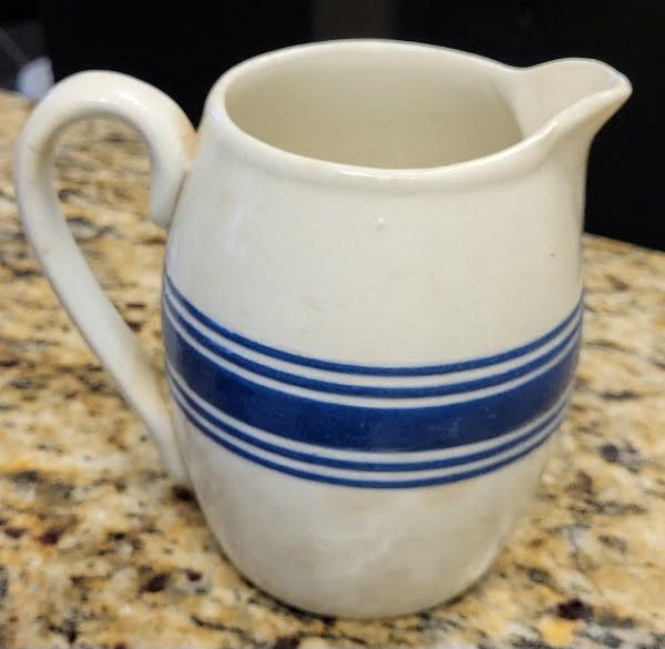 Lot 6119 – antique ironstone buttermilk pitcher blue stripe