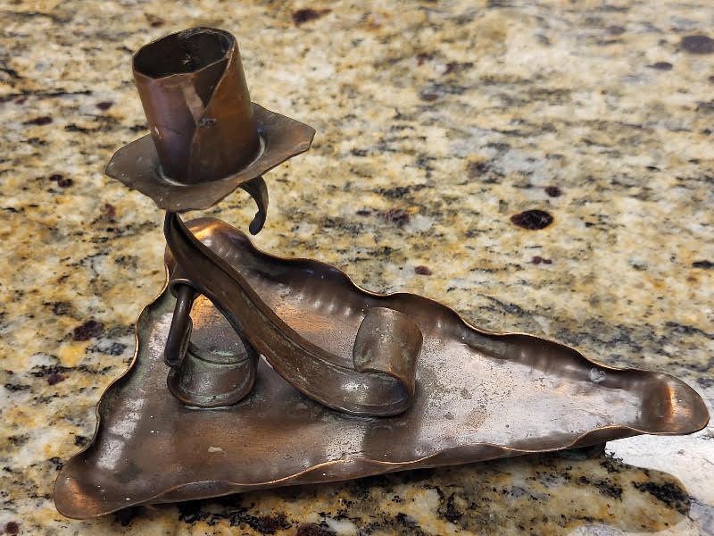 Lot 6122 – art & crafts copper candle holder Vermont copper crafters