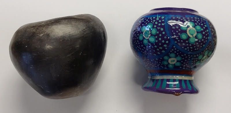 Lot 6123 – nc indian pottery Santa clara & Peruvian pottery 2 x bid