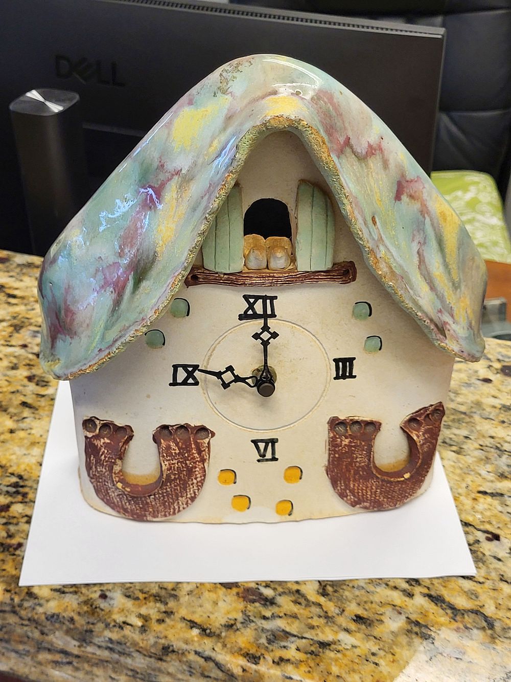 Lot 6126 – vtg ceramic German chalet style clock