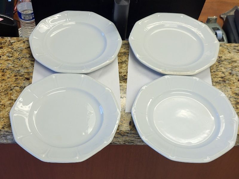 Lot 6338 – antique English ironstone plates w/ registry mark 4 x bid