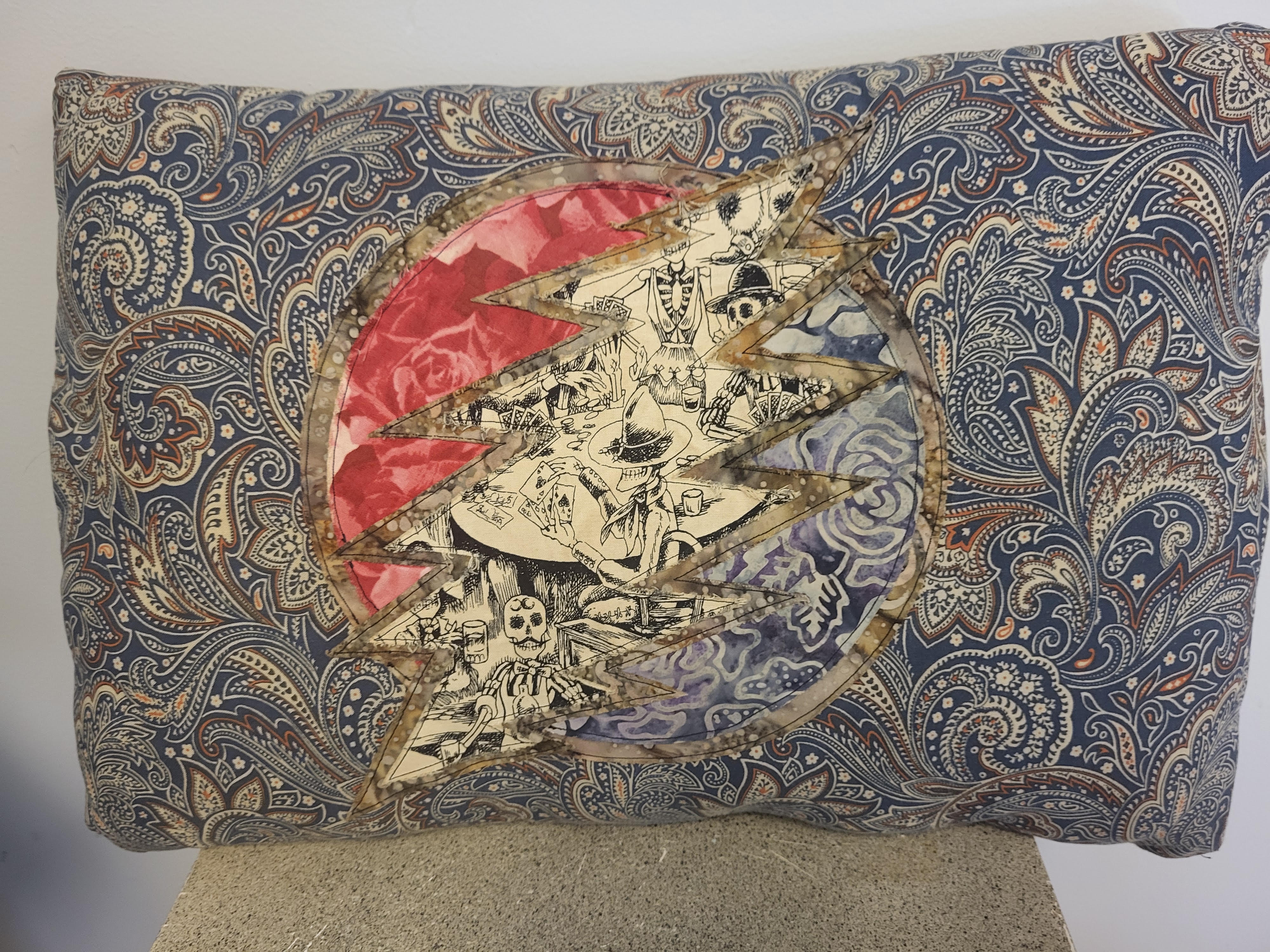 throw pillow w/ applique Grateful Dead