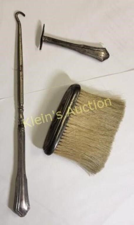 Lot 6531 – Reed & Barton Sterling button hook tool & Brush