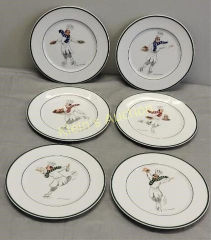 Lot 6538 – 6 guy buffet skating chefs plates mint in box
