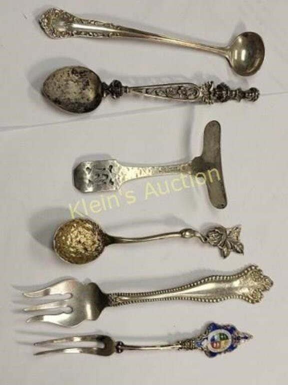 Lot 6546 – antique sterling spoons & forks enameled too!