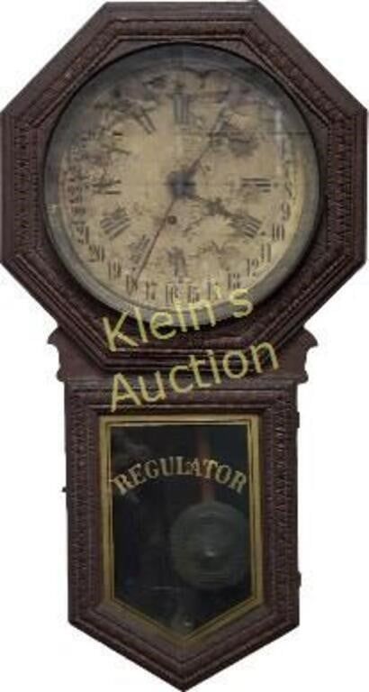 Lot 6718 – antique american calendar regulator wall clock