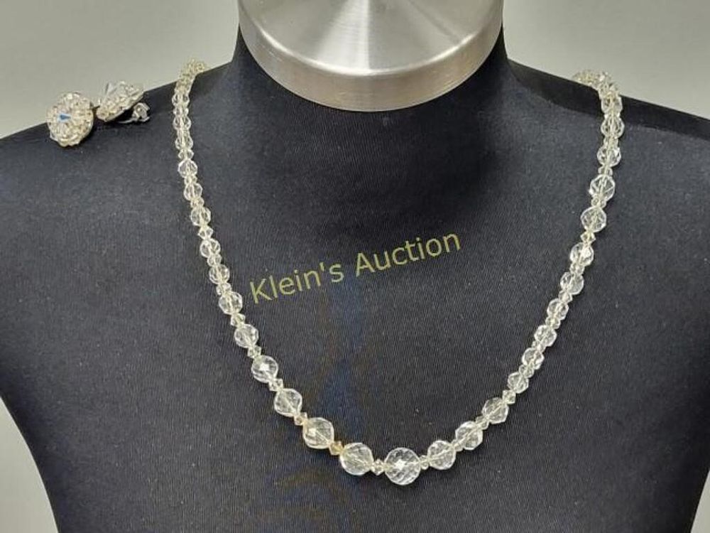 Lot 6404 – crystal quartz or cut glass necklace & earrings