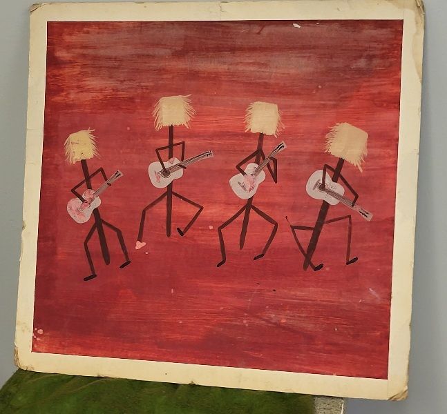 Lot 6562 – watercolor bill traylor? stick figure Band MCM