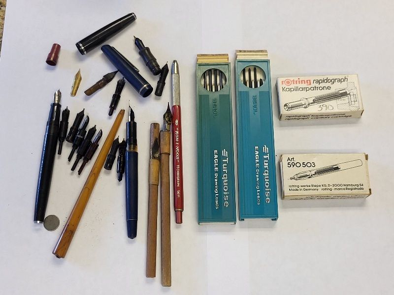 Lot 6570 – big lot of vtg antique fountain pens & parts