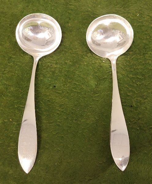 Lot 6732 – matched pair sterling bouillon or soup ladles 2 xbid