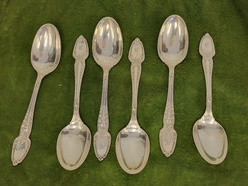 Lot 6911 – 6 Tiffany & CO Sterling Spoons broom corn 6″ 6xbid
