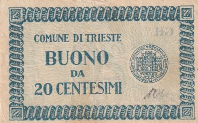 Italy 20 Cents Good Municipality of Trieste 1945, VF