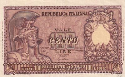 Italy 100 Lire 1951, Pick#92a, XF